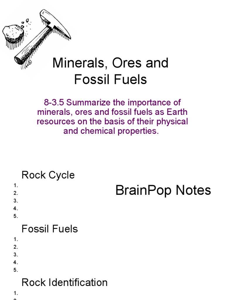 Understanding the Importance of Minerals, Ores and Fossil Fuels Through Their Physical and