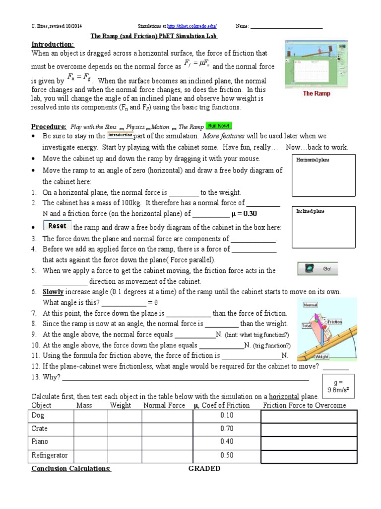 The Ramp PhET Lab | PDF | Friction | Force