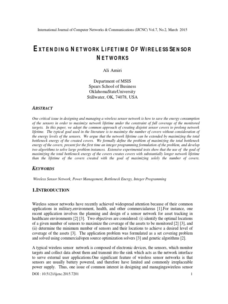 Maximizing Wireless Sensor Network Lifetime | PDF | Wireless Sensor ...