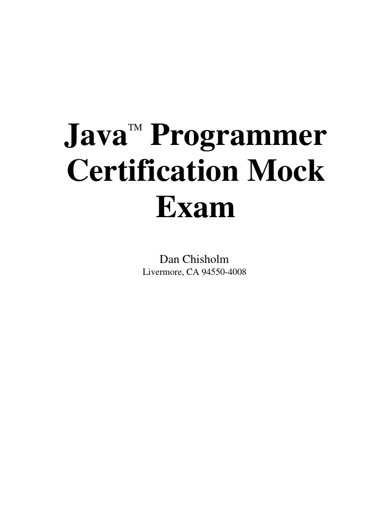 Java Programmer Certification Mock Exam | PDF | Inheritance (Object ...