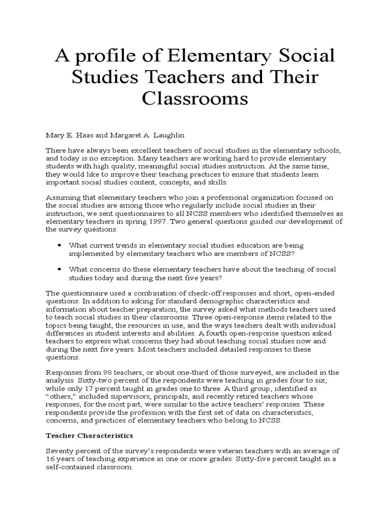 Trends in Elementary Social Studies Teaching | PDF | Teachers | Curriculum