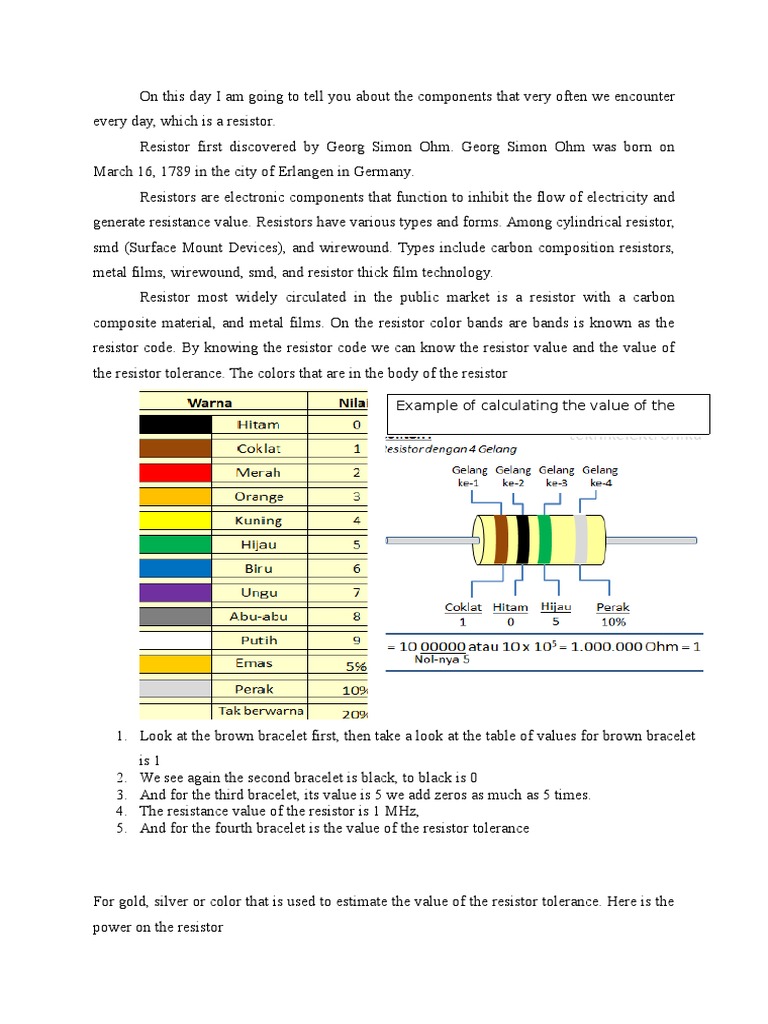 Example of Calculating The Value of The Resistor | PDF