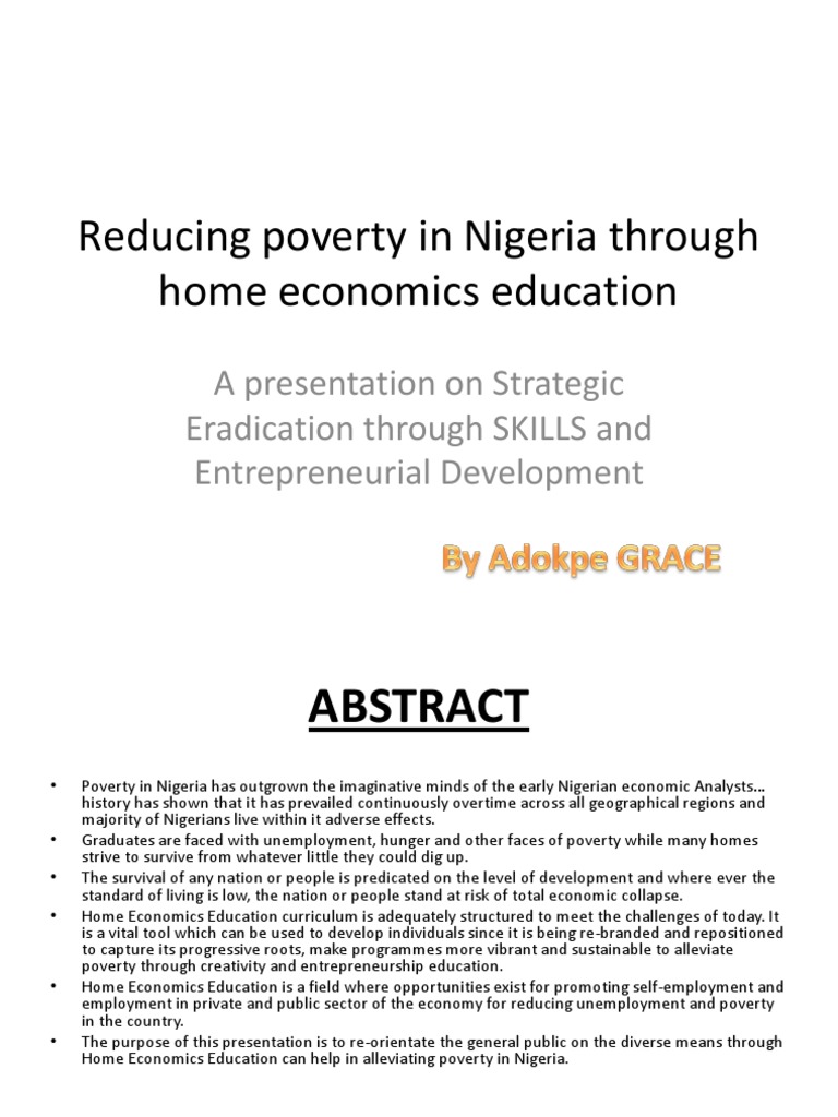 Reducing Poverty in Nigeria Through Home Economics Education | PDF ...