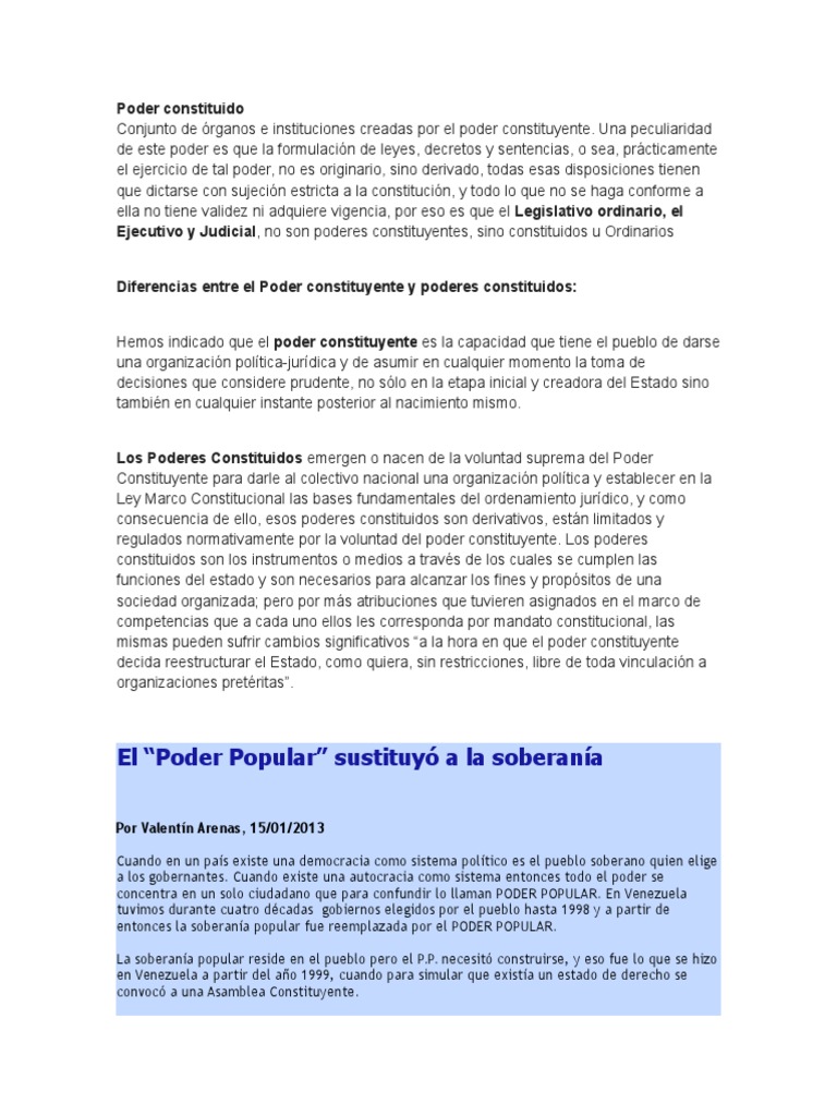 Poder Constituyente y Constituido | PDF | Constitución | Ley constitucional