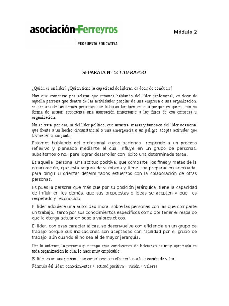Liderazgo Mod2 | PDF | Crecimiento personal y profesional | Negocios
