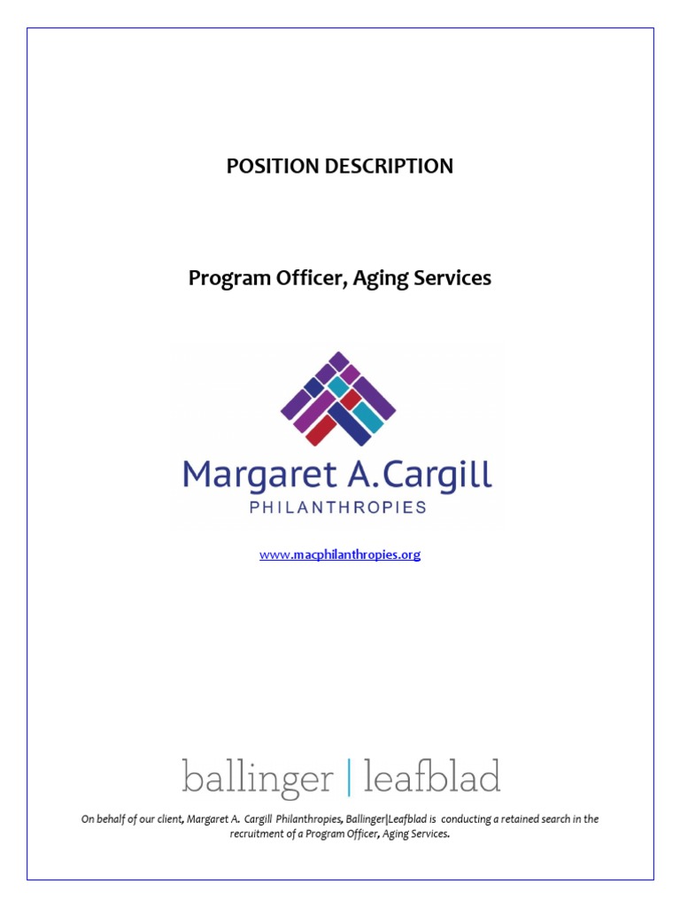 Margaret A. Cargill Foundation Program Officer, Aging Services PDF