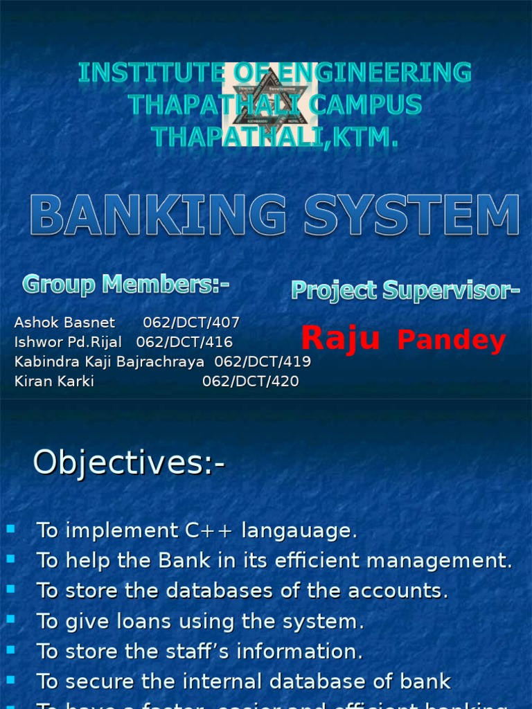 Banking System Project Plan | PDF | Databases | Banks