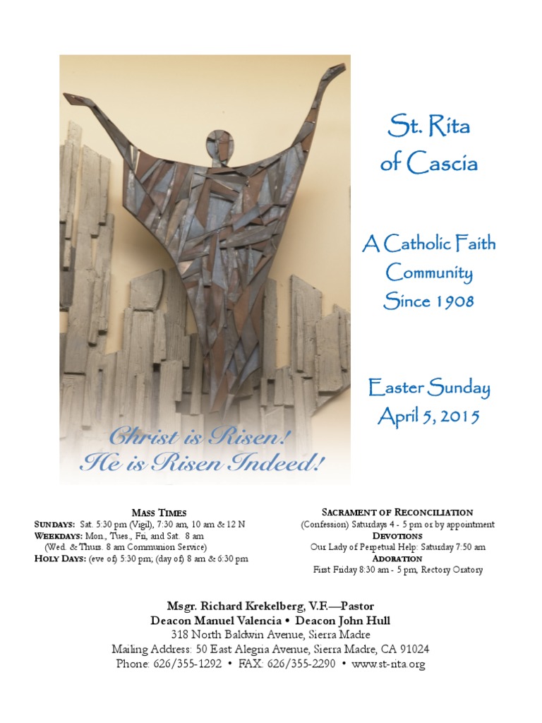 St. Rita Parish Bulletin 4/5/2015 Eucharist Mass (Liturgy)