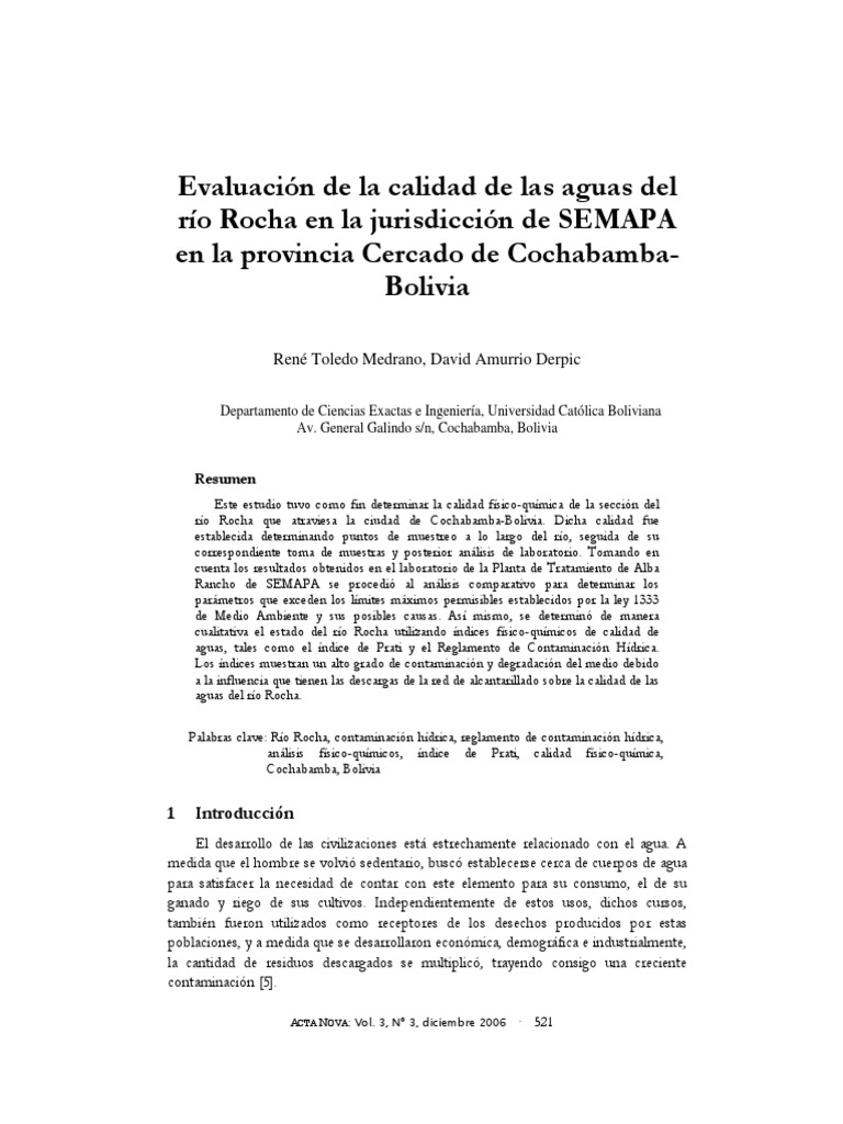 Rio Rocha | PDF | La contaminación del agua | Agua