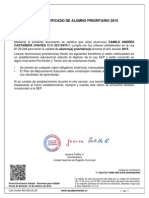 Certificado de Alumno Prioritario 2015: CASTAÑEDA CHAVES RUN 22112473-1, Cumple Con Los Criterios Establecidos en La Ley