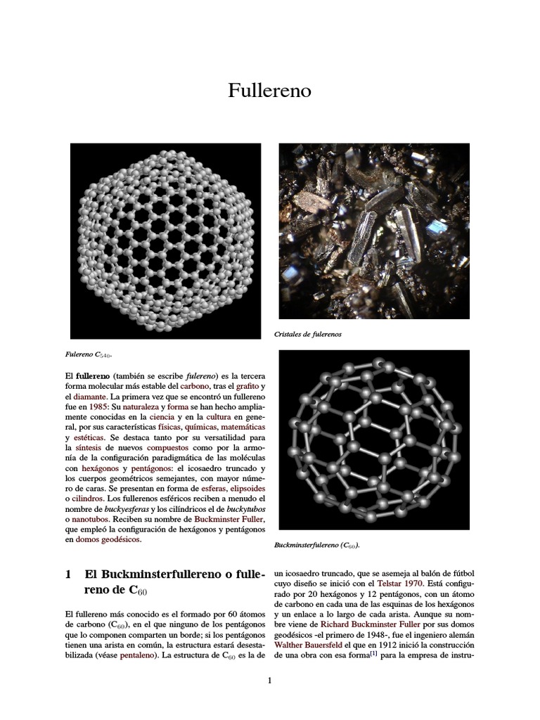 Estructura y propiedades del fullereno | PDF | Fullereno | Formas de carbono