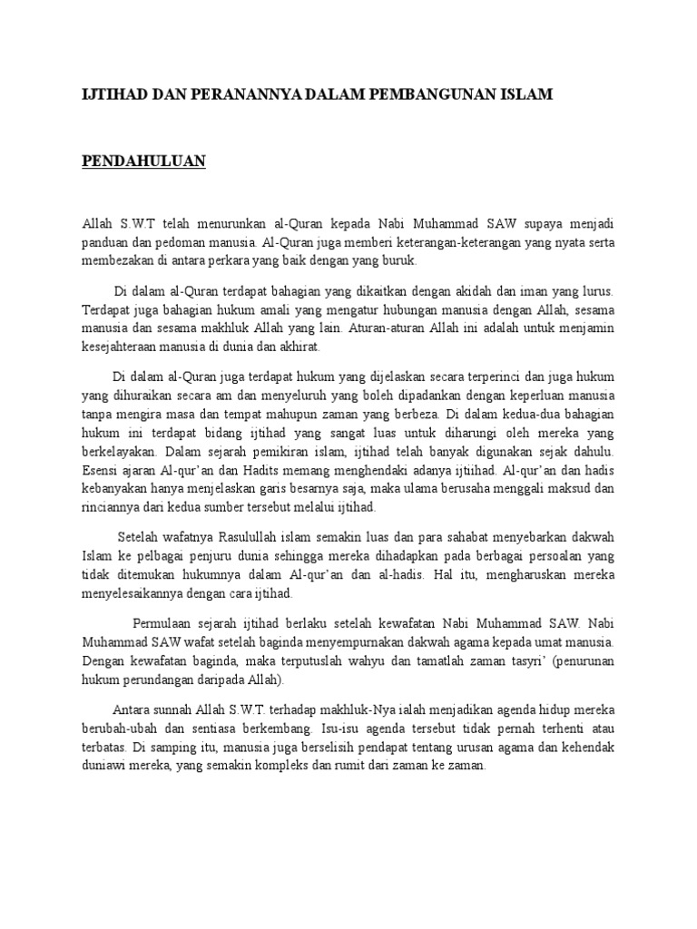 Ijtihad Dan Peranannya Dalam Pembangunan Islam Pdf