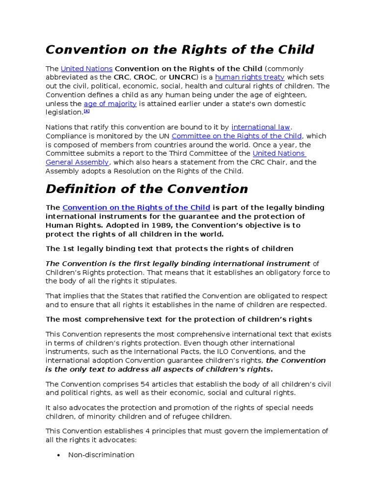 Convention On The Rights of The Child Convention On The