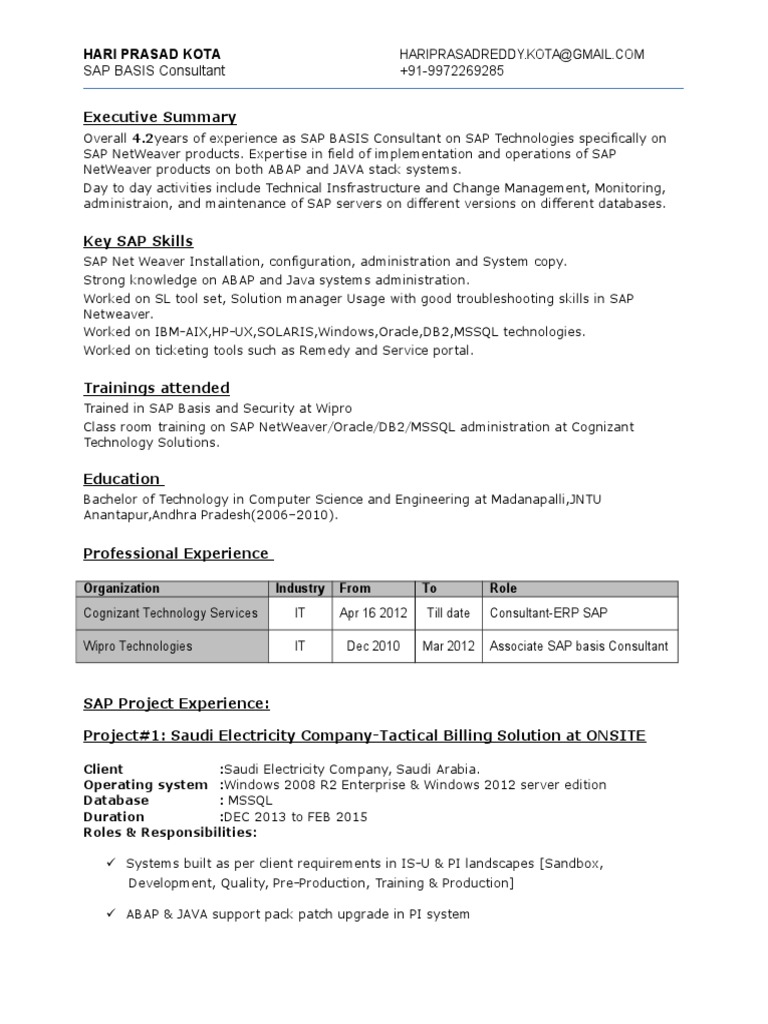 Hari Prasad PDF Oracle Database Sap Se