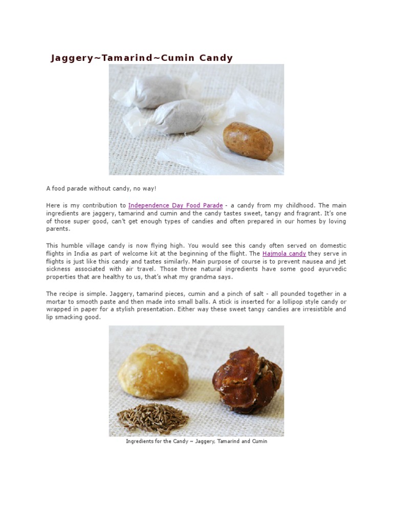 Jaggery-Tamarind Cumin Candy Recipe | PDF | Candy | Asian Cuisine