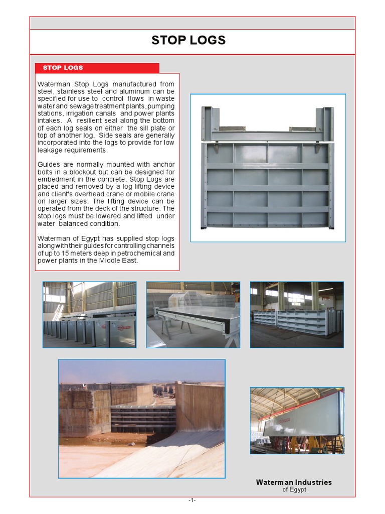 Waterman Stop Logs for Flow Control | PDF | Structural Steel | Crane ...
