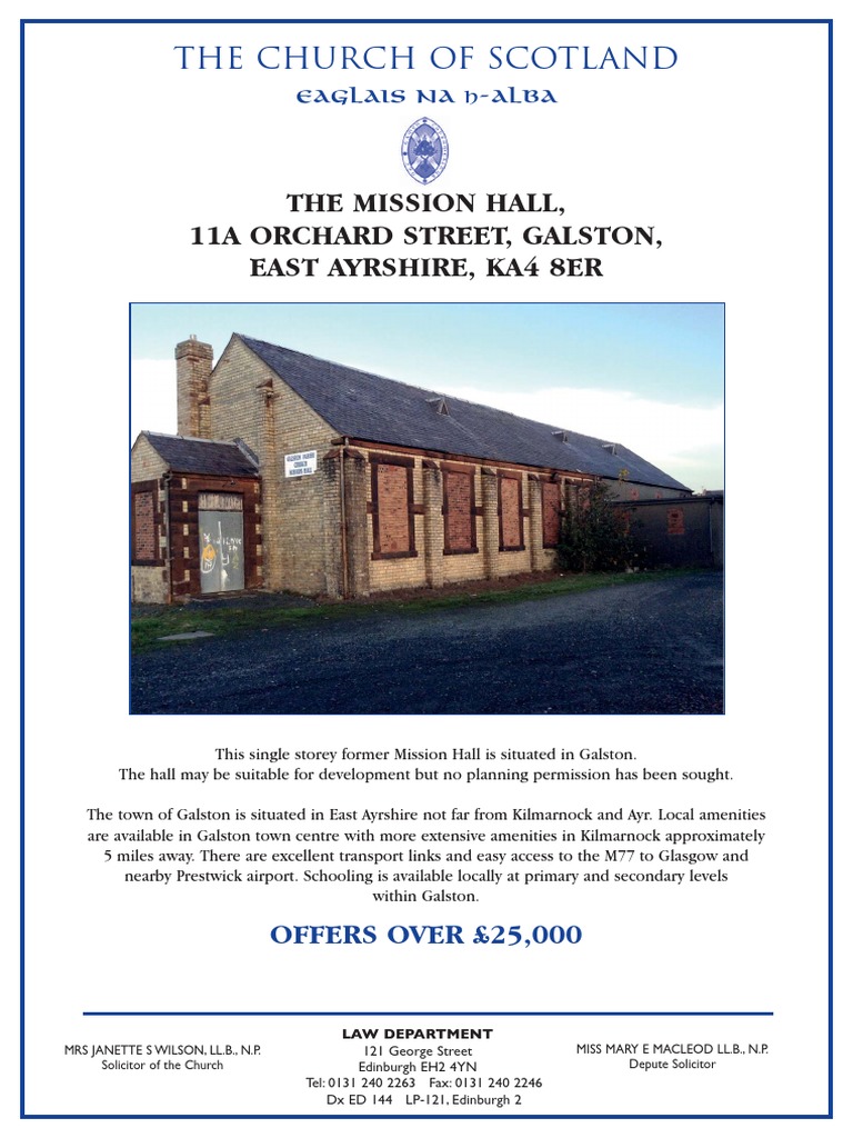 Galston Mission Hall, 11a Orchard Street, Galston PDF Scotland