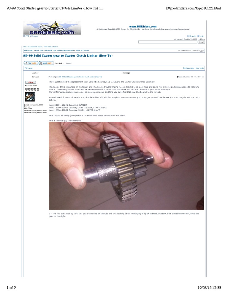 Solid Gear dr650 Forum Clutch