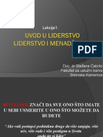 Predavanje 1 Liderstvo I Menadzment