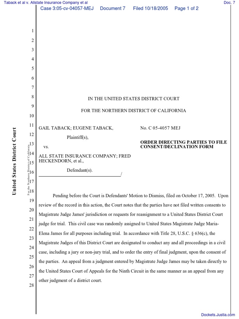 Consent/Declination Order | PDF | United States Magistrate Judge ...