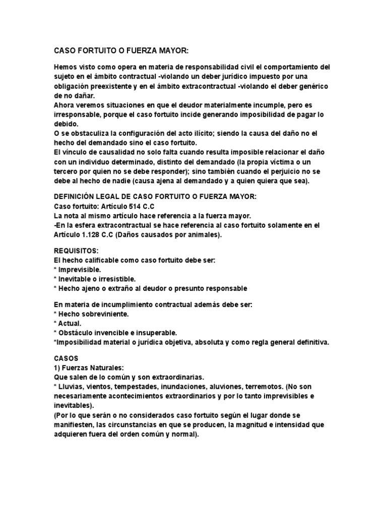 Caso Fortuito o Fuerza Mayor PDF