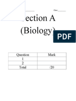 Section A (Biology) : Mark 1 2 Total /20
