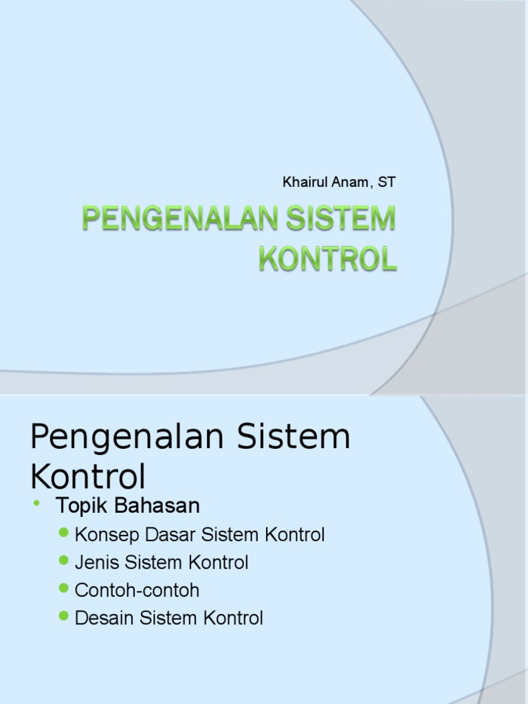 Bag 1 Pengenalan Sistem Kontrol | PDF | Teori Kontrol | Rekayasa Sistem