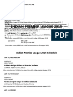 Indian Premier League 2015 Live Scores, Results and Fixtures - Cricbuzz