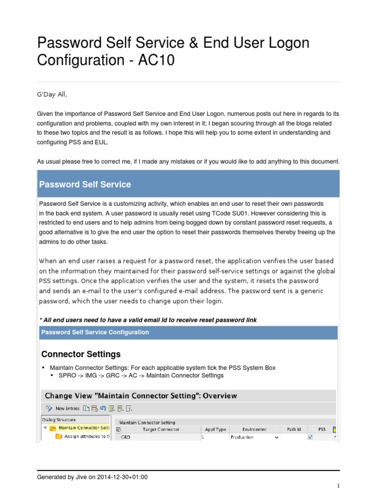 Password Self Service PDF Password Authentication