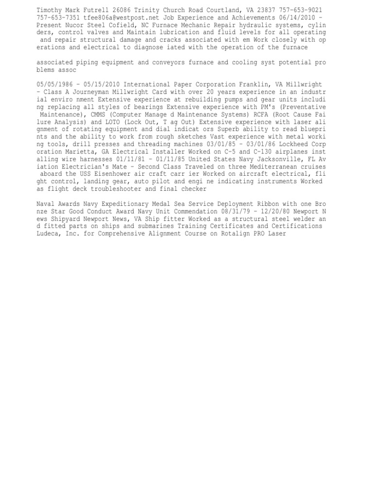 Industrial Mechanic or Millwright PDF Industries Armed Conflict