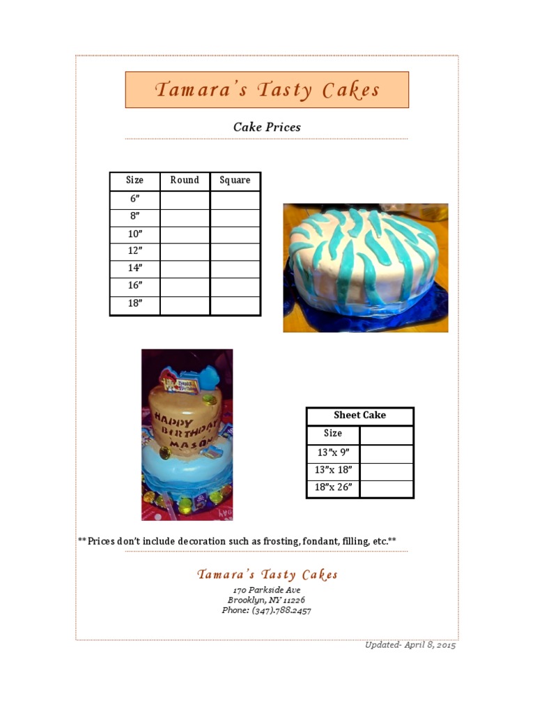 Cake Pricing Guide | PDF