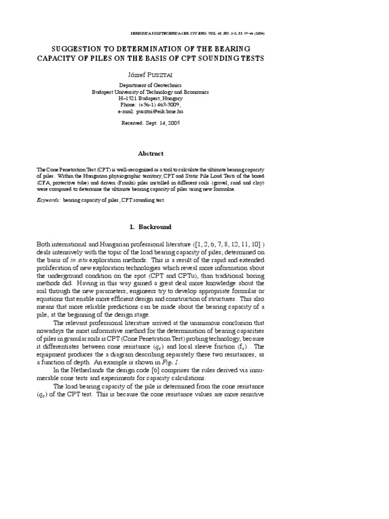 Bearing Capacity of Piles via CPT Testing | PDF | Deep Foundation ...