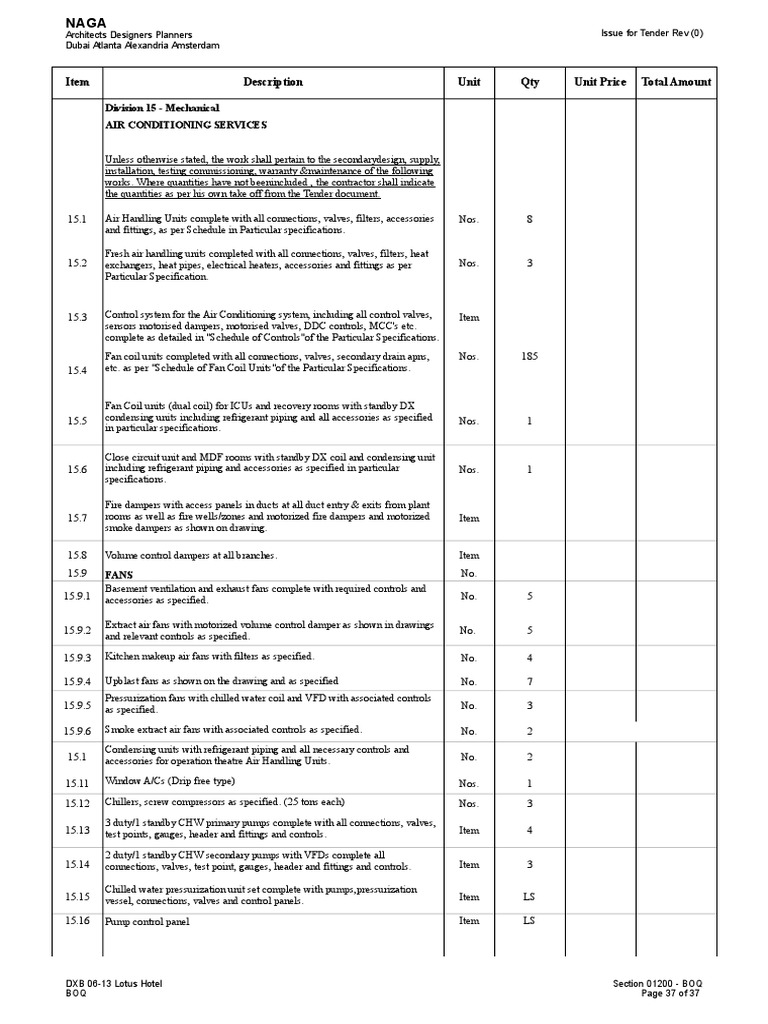 Boq Mep Final | PDF | Duct (Flow) | Building
