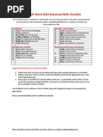 Microsoft Word 2010 Advanced Skills Checklist PDF