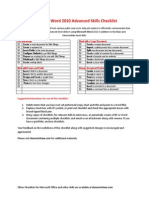 Microsoft Word 2010 Advanced Skills Checklist PDF