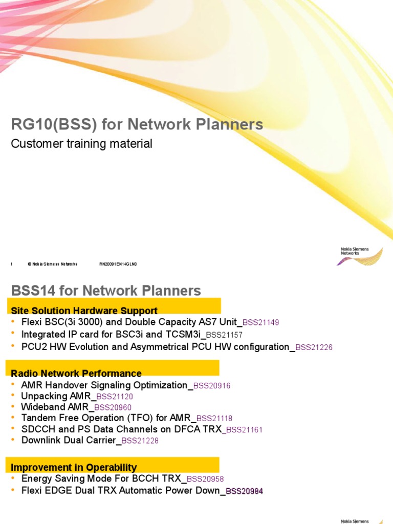 RG10 (BSS) For Network Planners: Customer Training Material | PDF