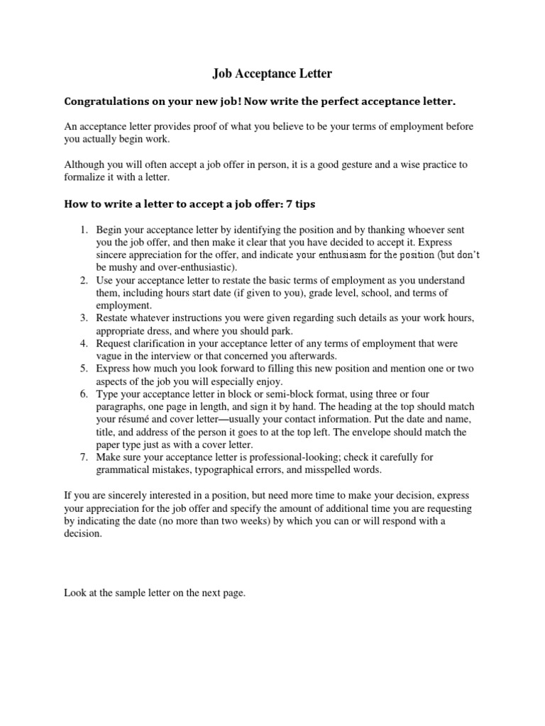 Acceptance Letter For A Job Offer from imgv2-1-f.scribdassets.com