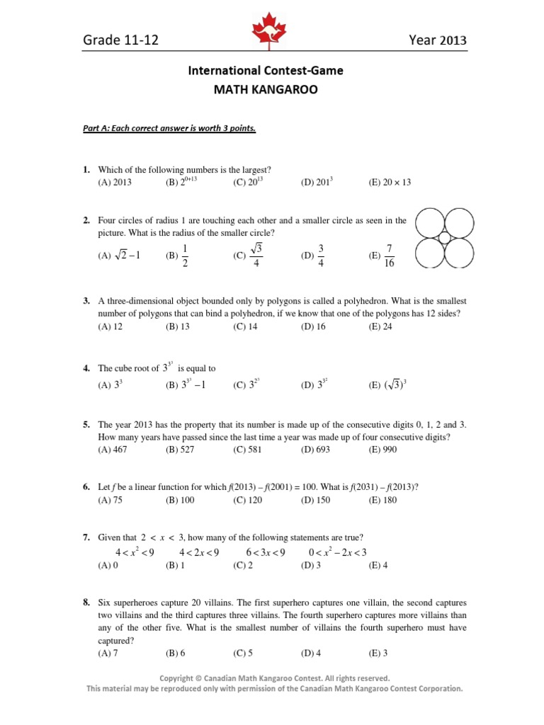 math kangaroo 2013-2024問題集　英語と中国語 math kangaroo 2013-2024問題集英語と中国語