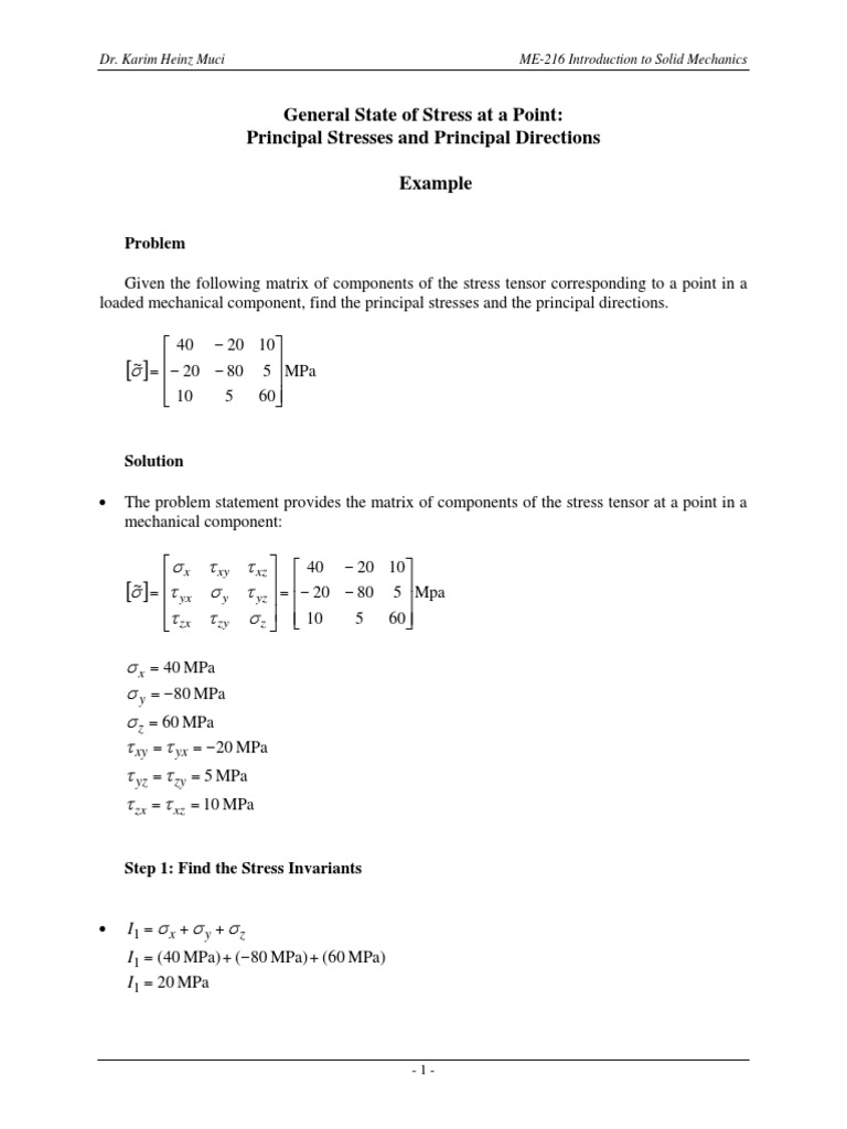 3D Principal Stress Calculation Guide | PDF | Eigenvalues And ...