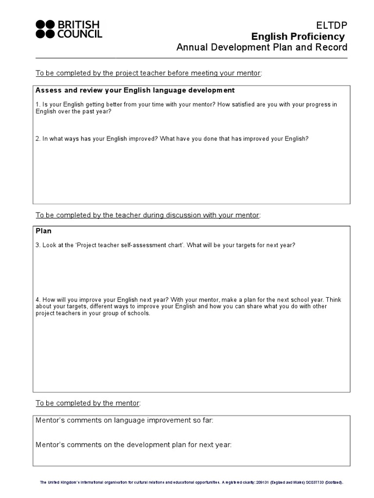 English Proficiency Development Plan | PDF