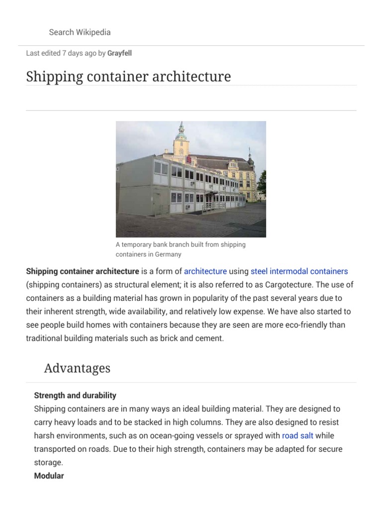 Shipping Container Architecture Overview | PDF | Industries | Transport
