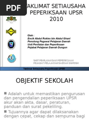 Taklimat Setiausaha Peperiksaan Upsr Pdf