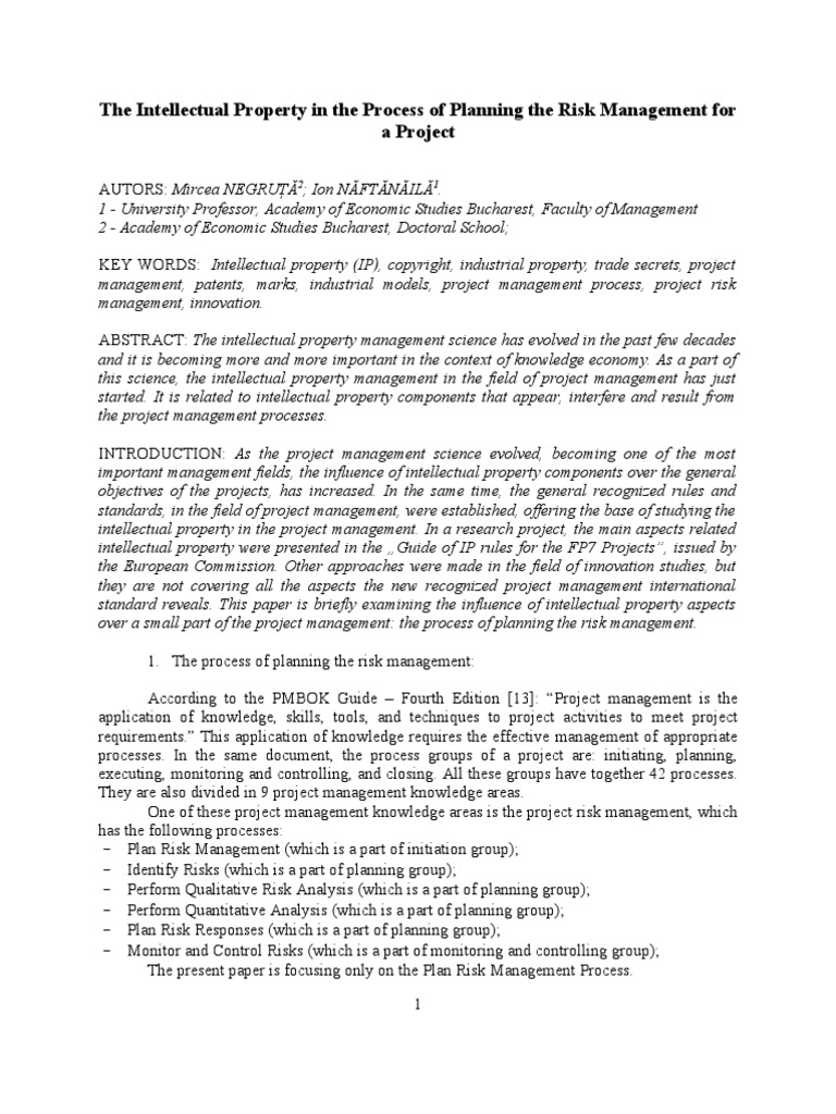 Intellectual Property | PDF | Risk Management | Intellectual Property
