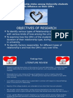 Objectives of Research: Love and Relationship Styles Among University Students and Its Influence On Their GPA's