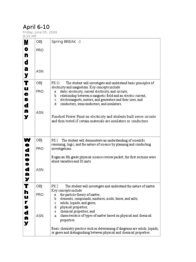 April 6-10 Plans | PDF