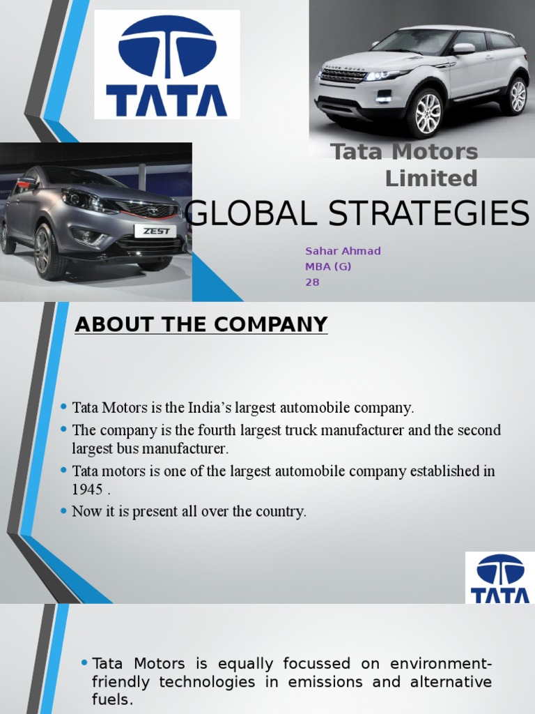 Tata Motors Global Strategies Motor Vehicle Manufacturers Land Vehicles