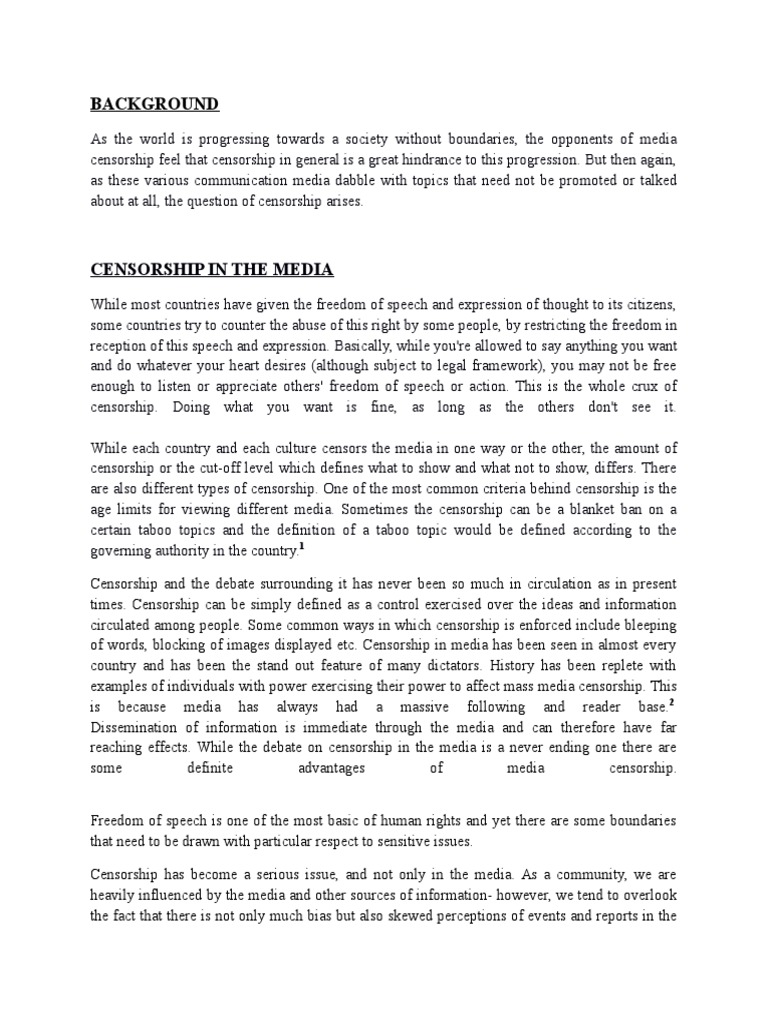 media censorship introduction essay