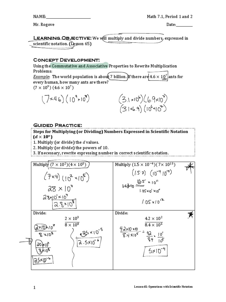 Operations with Scientific Notation | PDF | Multiplication | Mole (Unit)