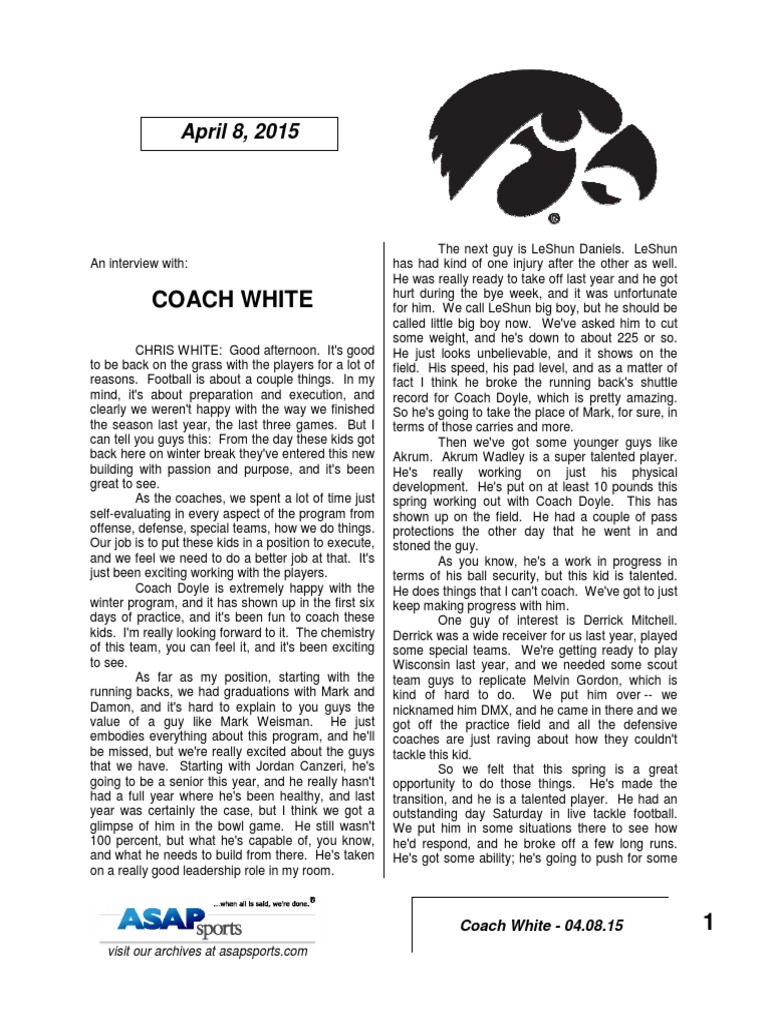 Coach White 04.08.15 PDF American Football American Football Teams