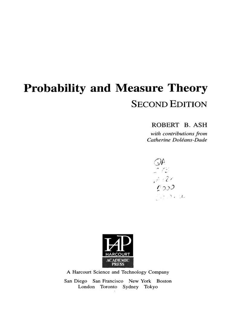 Ash, Probability and Measure Theory | PDF | Measure Theory